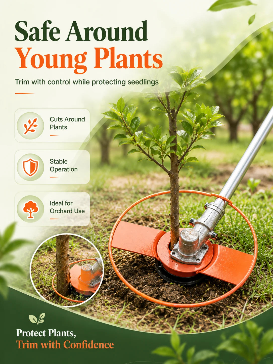 Grass Trimmer Cover, Seedling Protection Lid, Lawn Mower Blade Protector for Garden Orchard Edge Cutting Tool Accessories