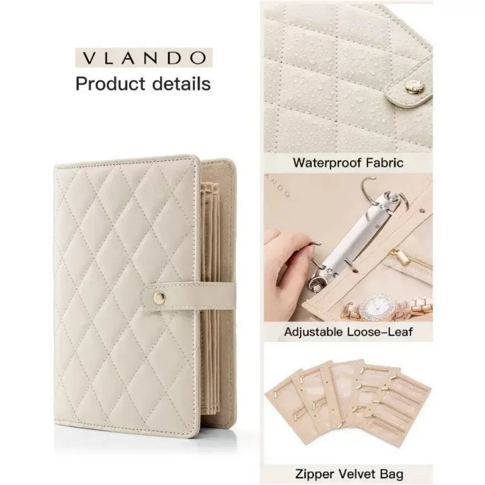 Jewelry storage box, storage bag, convenient jewelry storage book ring binder, transparent zipper velvet jewelry bag, travel ess
