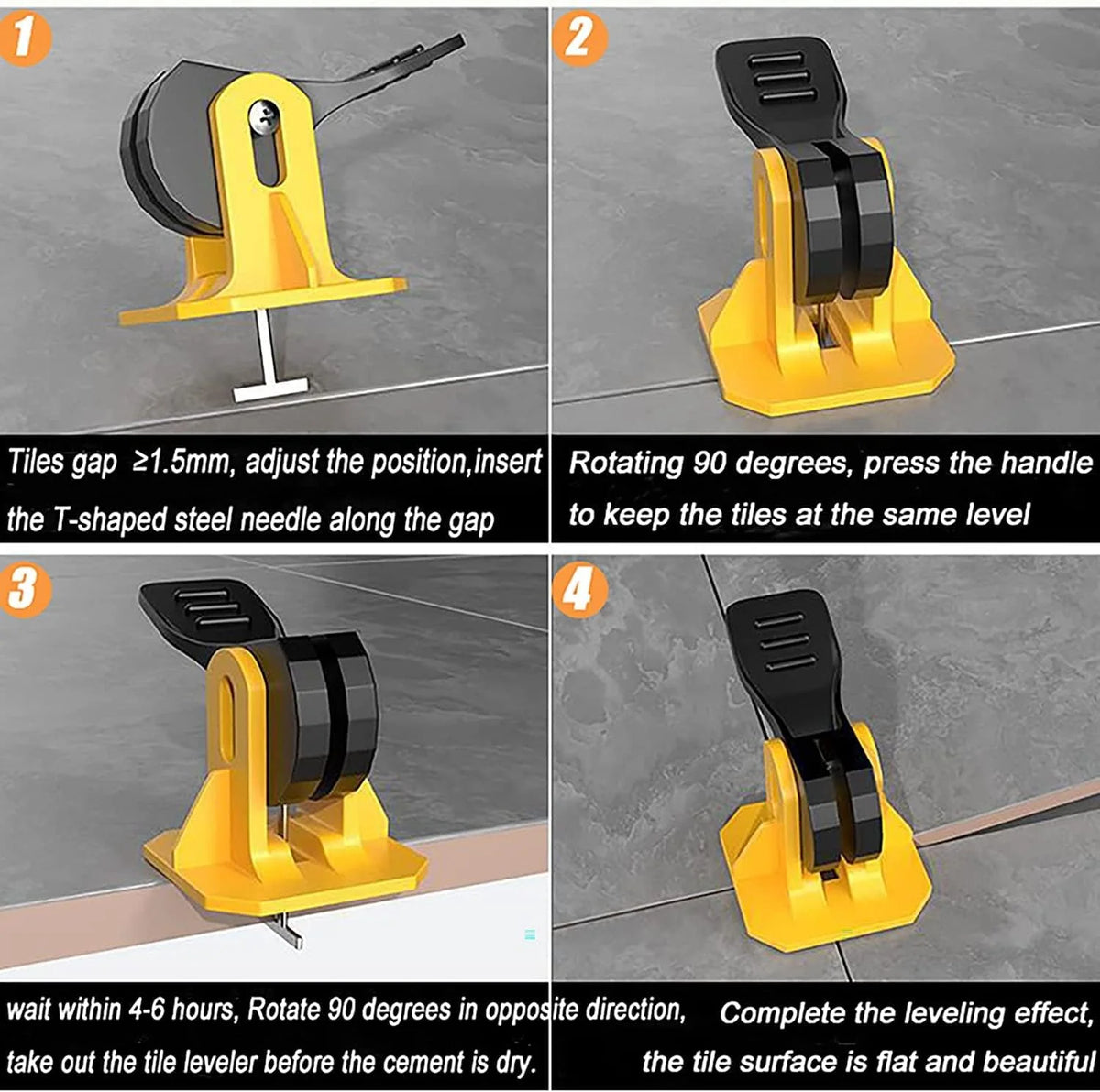 Tile Leveling System Kit, 50 Pieces, Yellow or Red