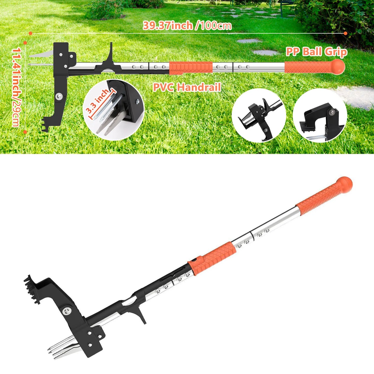 Weed Puller Tool Lightweight Aluminum Quick Adjustable Gardening Stand Up Weeder Puller with Ergonomic Long Handlewith for Home