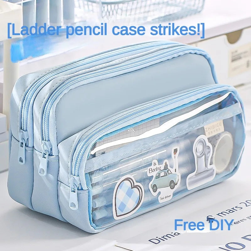 Clear Transparent Pencil Case, Large Capacity Multifunctional Stationery Storage Bag for School Students, Durable & Convenient
