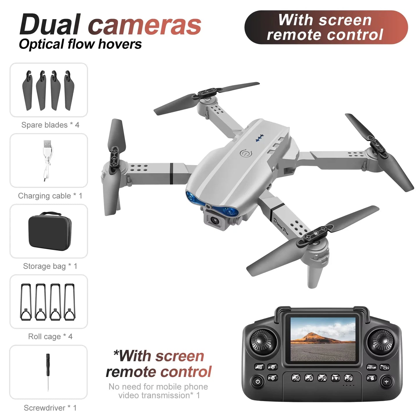 2026 New E99 MAX Drone Factory Professional 8K HD 4.3" Remote Control Headless Mode Helicopter 360 Flip Quadcopter Kid Toy Gifts