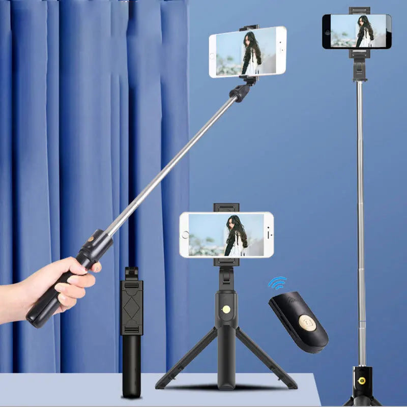 Portable Selfie Stick Tripod Mini Selfie Stick Bluetooth Remote Control Foldable Tripods For iPhone Xiaomi Huawei Shooting Live