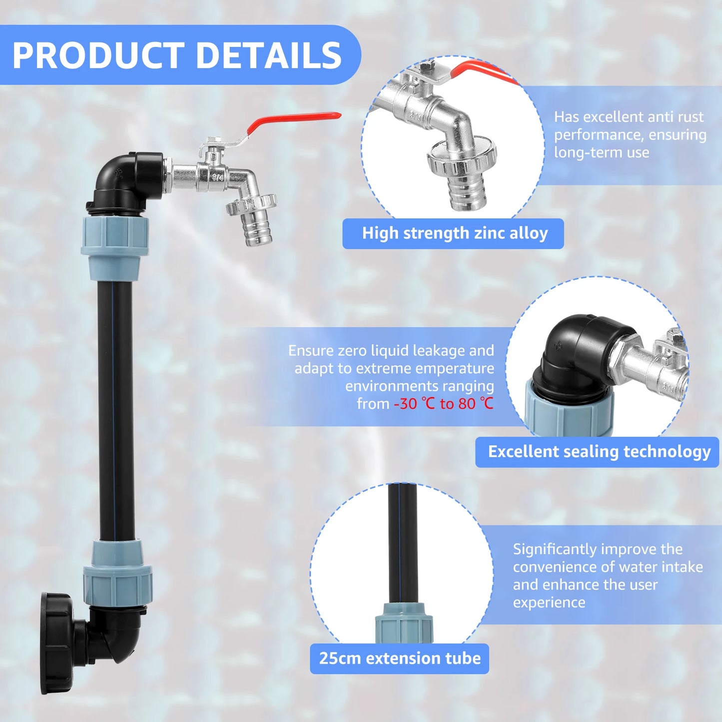 IBC Tank Adapter Kit — 3/4" Gooseneck Tap & Rain Barrel Outlet