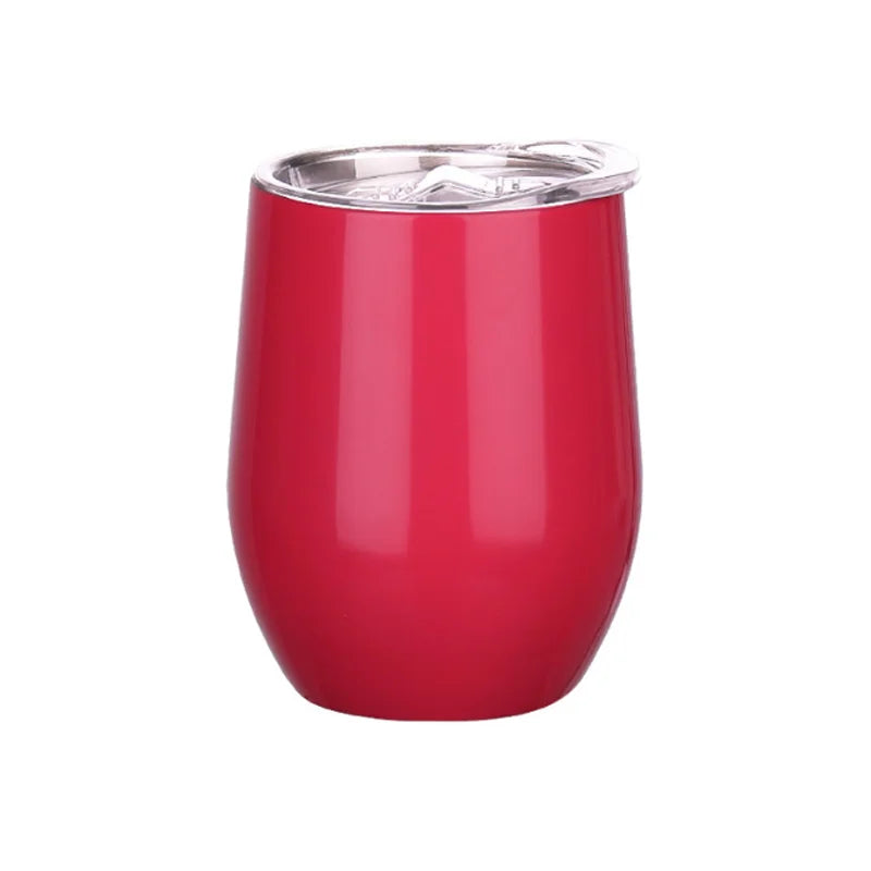 12OZ Wine seal Cover Custom Logo Mug Vacuum Insulated Thermos Garrafa Termica  Egg Shape Coffee Tumbler  Wine Beer  With Lid