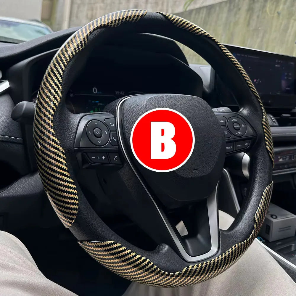 3PCS Car Steering Wheel Cover Warm Winter 38cm Round Steery Wheel Universa Glossy Laser Carbon Fiber Auto Interior Accessories