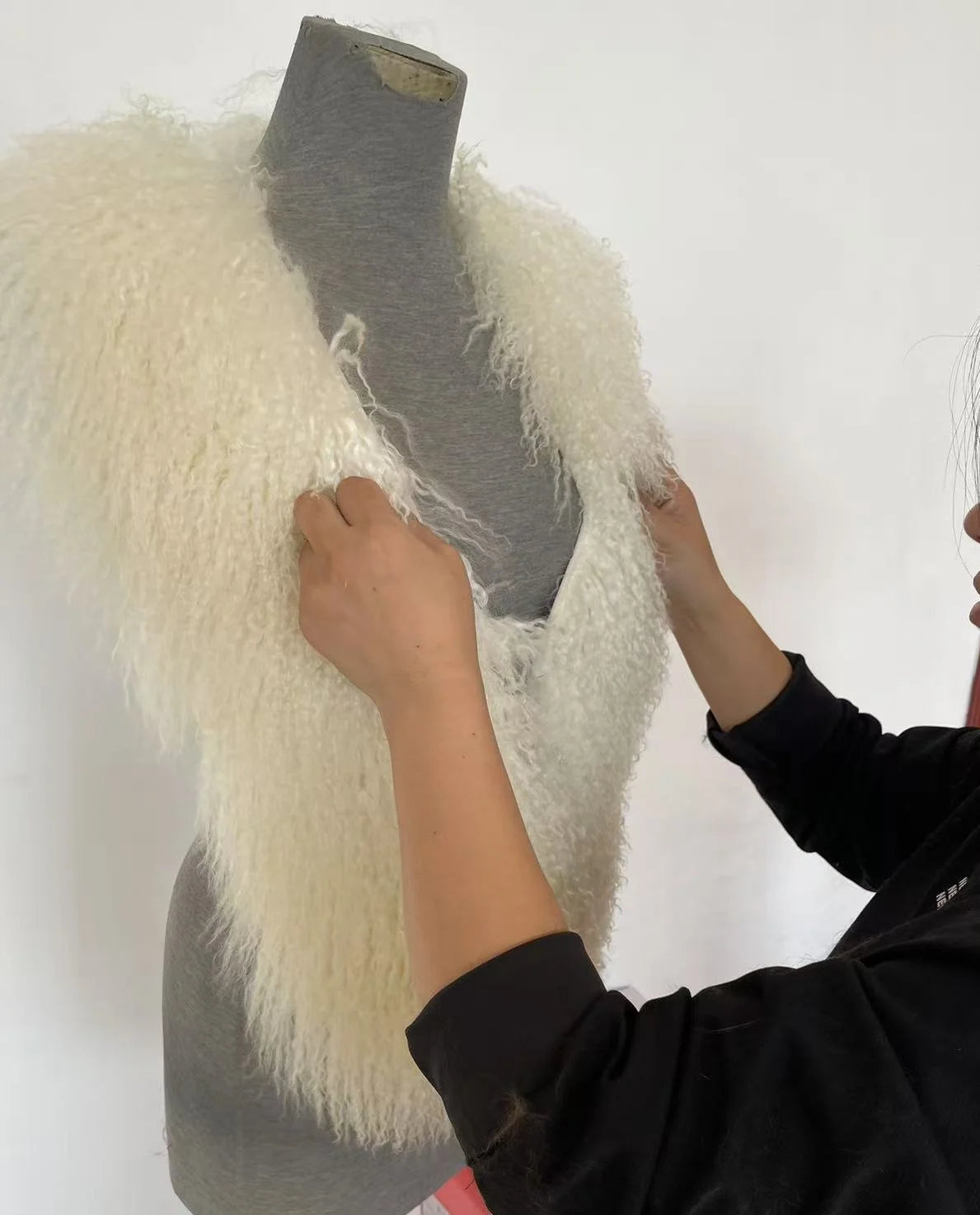 Fluffy Luxury  Real Mongolian Fur Halter Vests Women Solid Deep V-Neck Backless Bandage Sleeveless Jackets Top Outerwear Coat