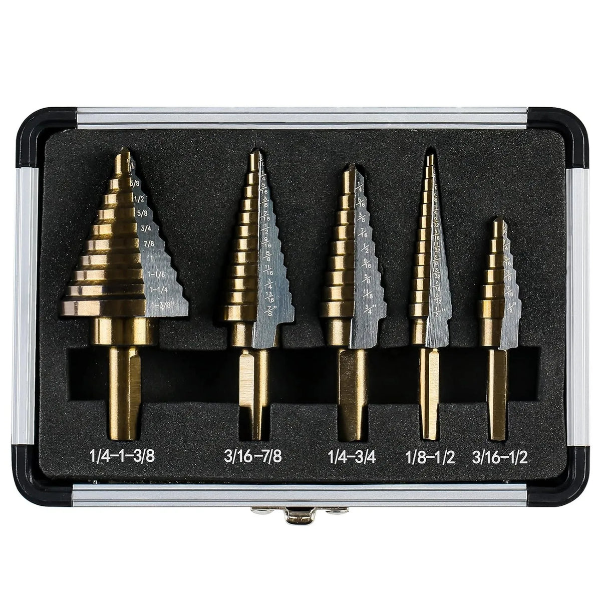 HSS Cobalt Step Drill Bit Set, 50 Sizes with Aluminium Case