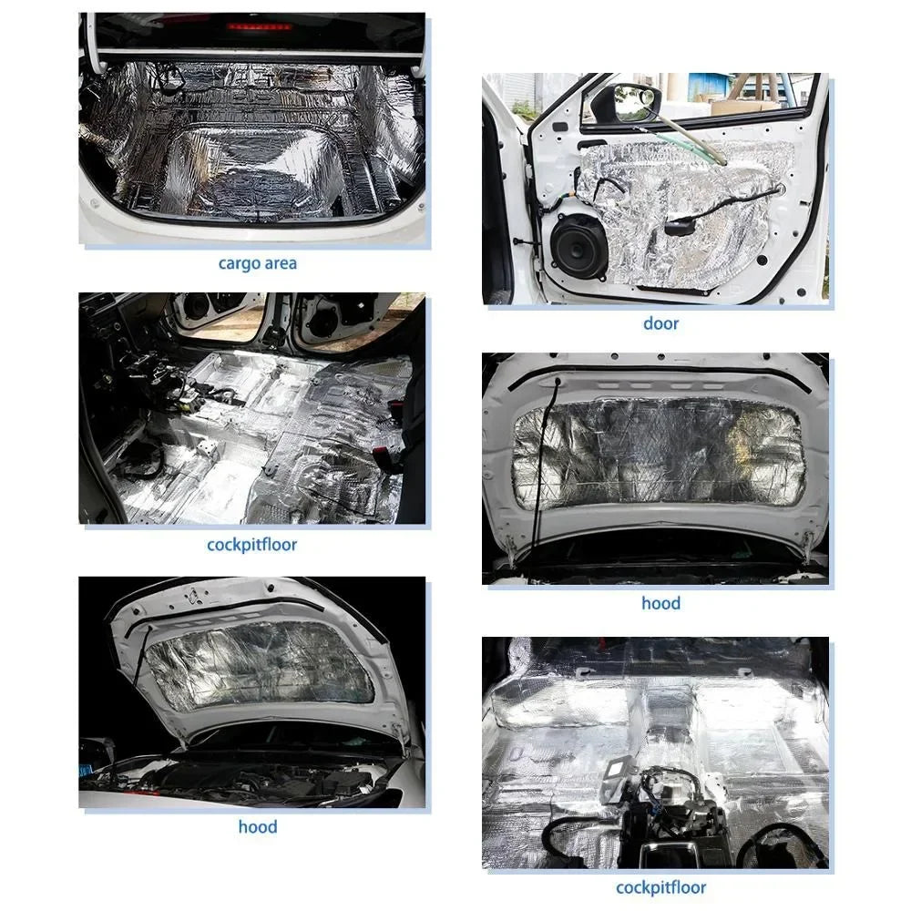 Fireproof Heat and Sound Insulation Mat 200x50cm Acoustic Thermal Mat Soundproof Wall Panels Noise Insulation for Car Deadening