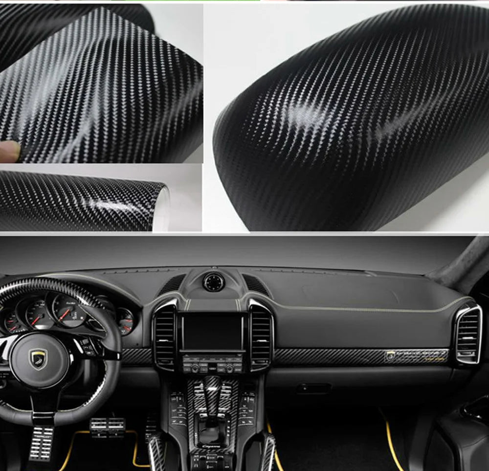 3D 4D 5D Carbon Fiber Vinyl Wrap Film – Black Matte Car Sticker for Car, Laptop, Phone & Motorcycle