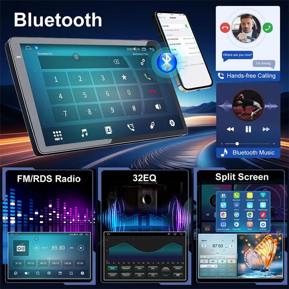 XFY 2 Din 9 10" Universa Car Radio Android Auto Carplay Car Stereo Multimedia Playerl GPS Autoradio Car Intelligent Systems NEW