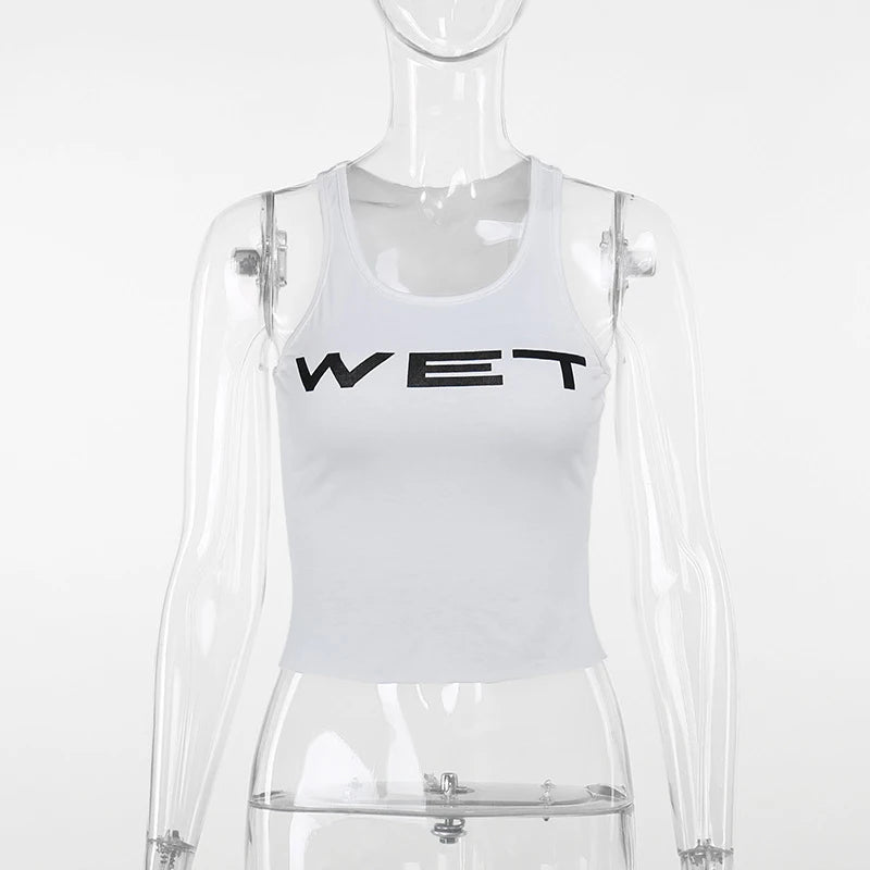 New 2026 Spring Women Sexy Tank Tops subtranslucent slim Tops Letter Printed White Women's Racerback Vest Summer Clothes