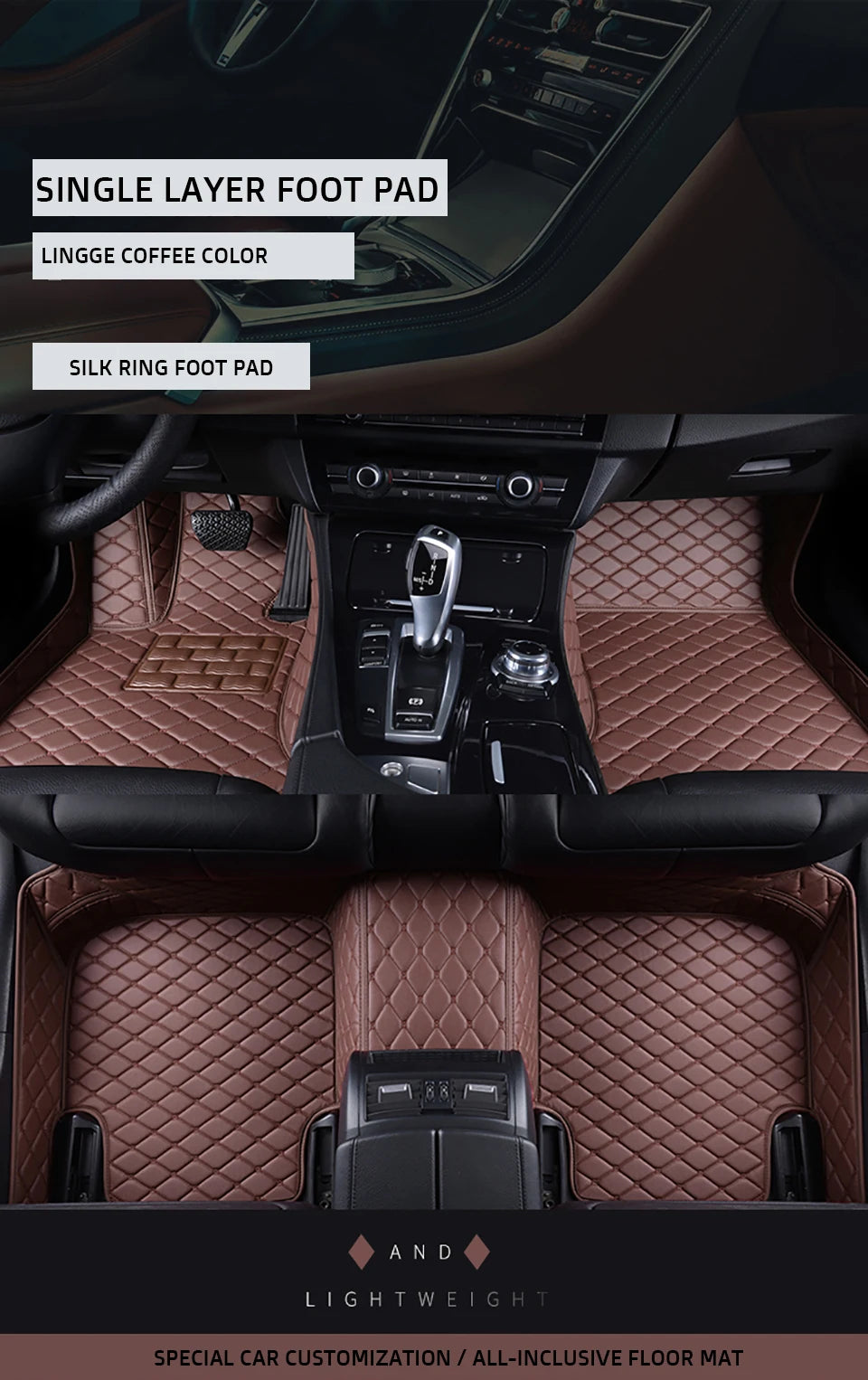 Custom-Fit Leather Car Floor Mats for Ford F-150 2009–2023 (Full Set)