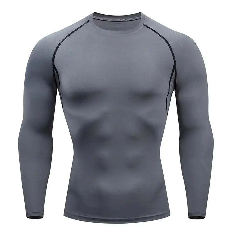 Men's Compression Long-Sleeve Top — Quick-Dry Gym Training & Workout Shirt