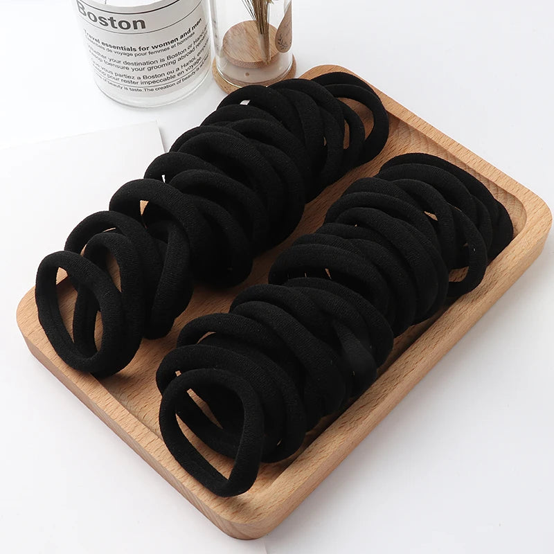 Everyday Gentle Hair Ties Set of 50, Breathable Fabric Hair Bands for Smooth Styling (Neutral Colors)