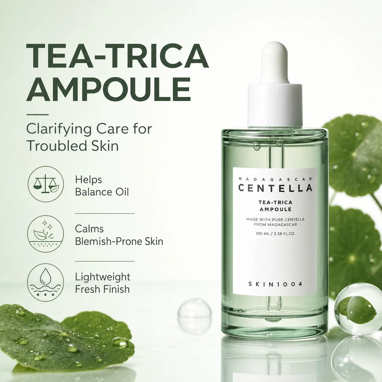 Korean Centella Ampoule Serum — Calming Pore-Refining Essence