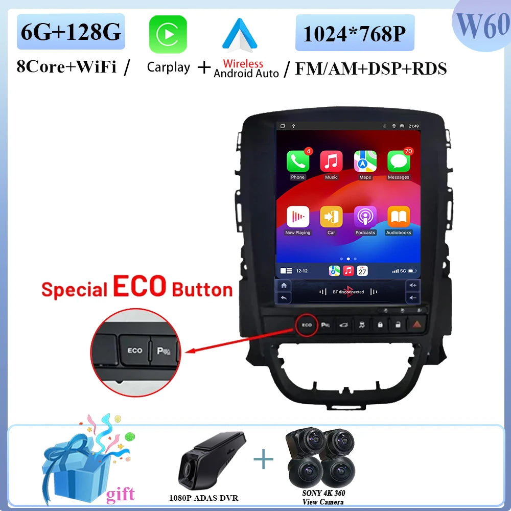 Car Radio For Opel Astra J 2009-2015 Android Auto GPS Navigation Head Unit Multimedia Video Player 5G WIFI Carplay No 2din DVD