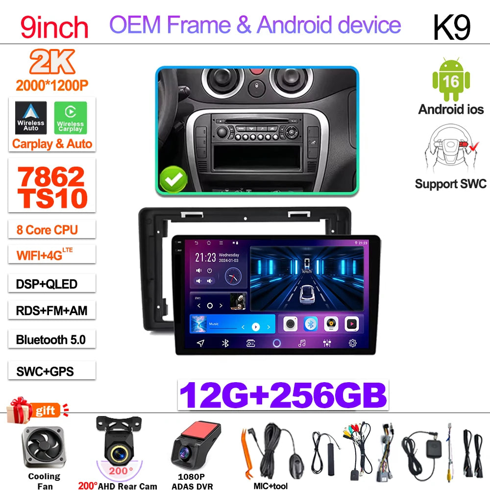 For Citroen C2 C3 2001 2002 2003 - 2010 Android 16 Auto Radio Stereo Multimidia Player Gps Navigation Carplay Dvr Touch Screen