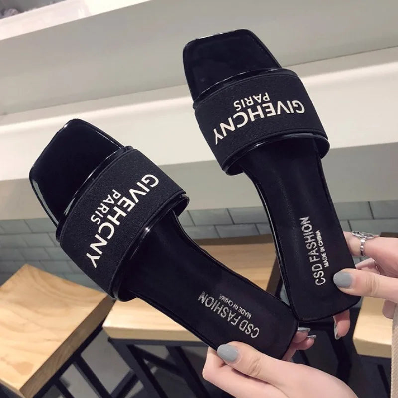 Women's Luxury Platform Slippers – Flat Heel PU Sandals for Summer, Beach & Outdoor (EU 35–42)