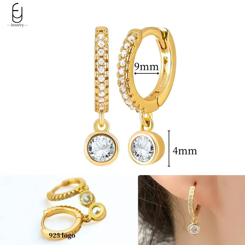 925 Sterling Silver Crystal Drop Earrings for Women - Heart & Flower Studs