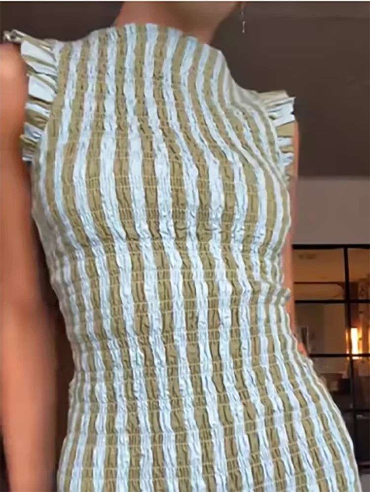 Bohemian Sleeveless Maxi Dress - Elegant High-Waist Swing Party Dress