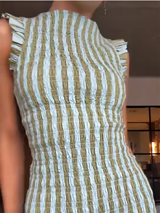 Bohemian Sleeveless Maxi Dress - Elegant High-Waist Swing Party Dress