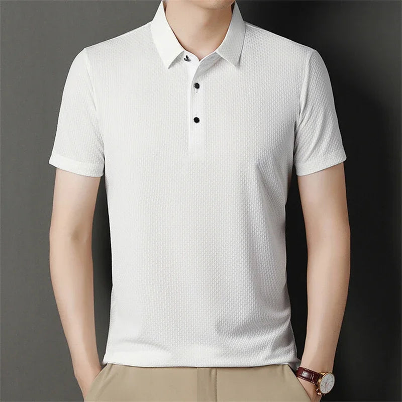 Men's Ice-Silk Polo - Wrinkle-Resistant Cool-Touch, Quick-Dry