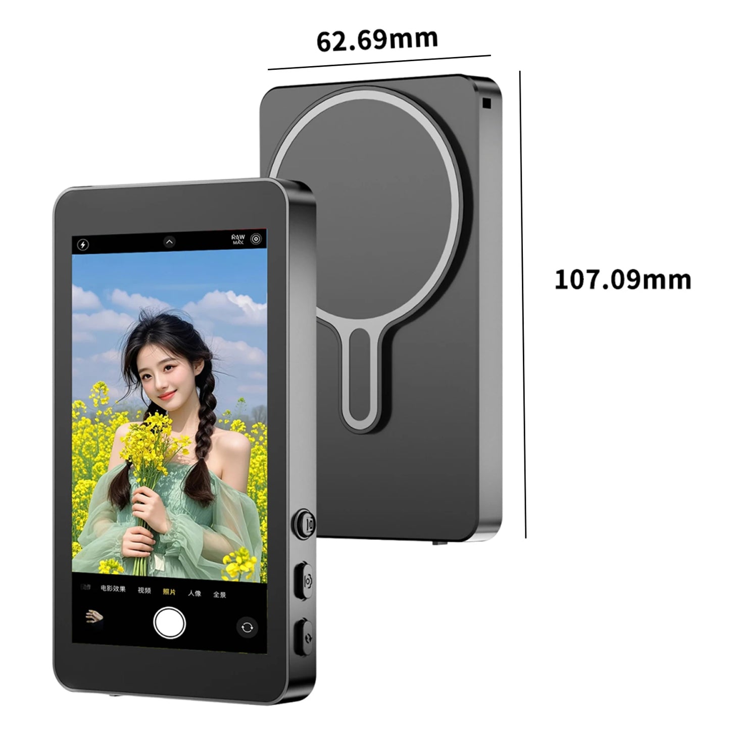 Upgrade Magnetic Wireless Selfie Monitor Screen 4inch For Android Phone Rear Camera Live Streaming Video Recording W/ Zoom Focus