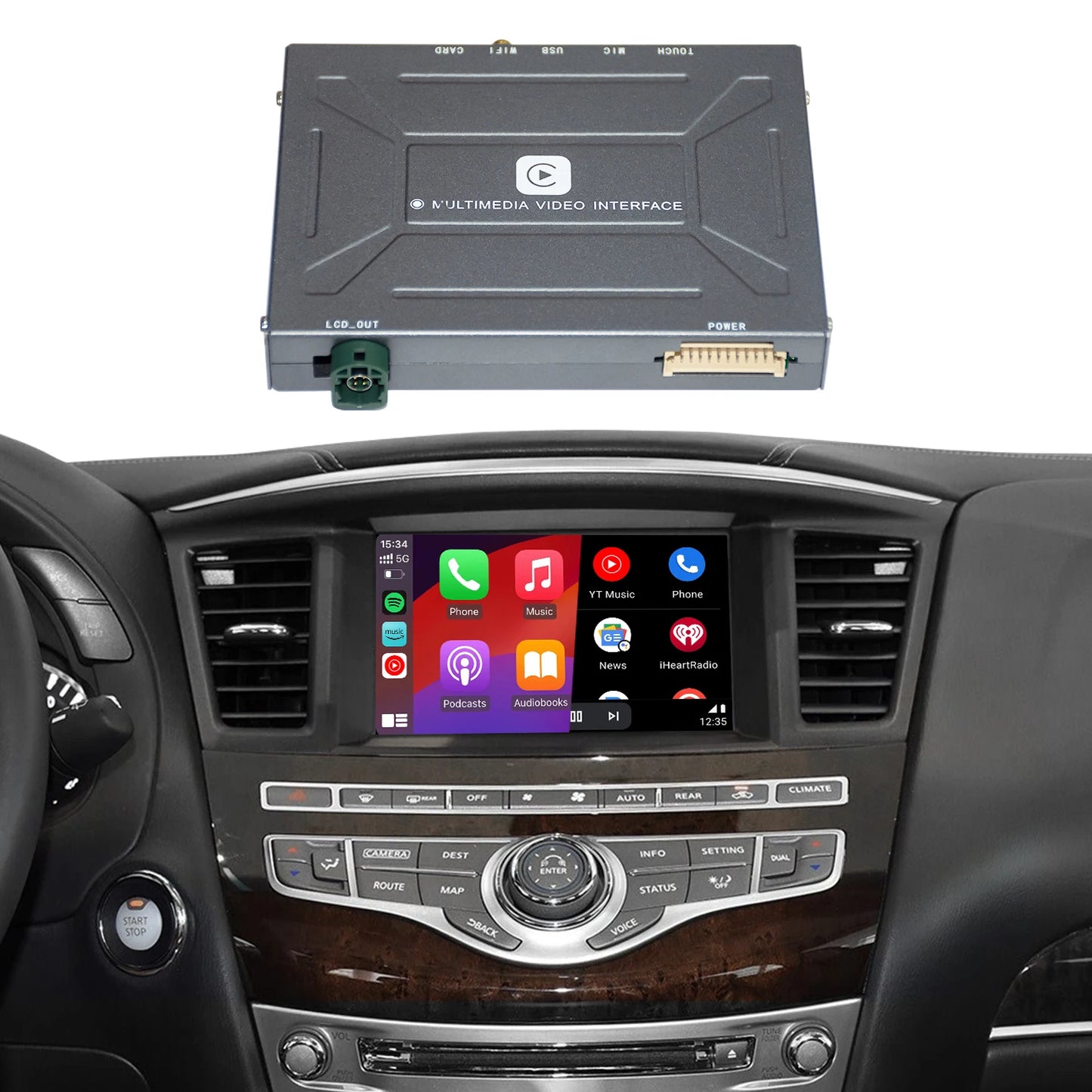 YolanAuto Wireless CarPlay Android Auto for Infiniti Q50 Q50L Q60 QX50 QX60 QX70 2013-2019 Support GPS Music Airplay 360 Camera