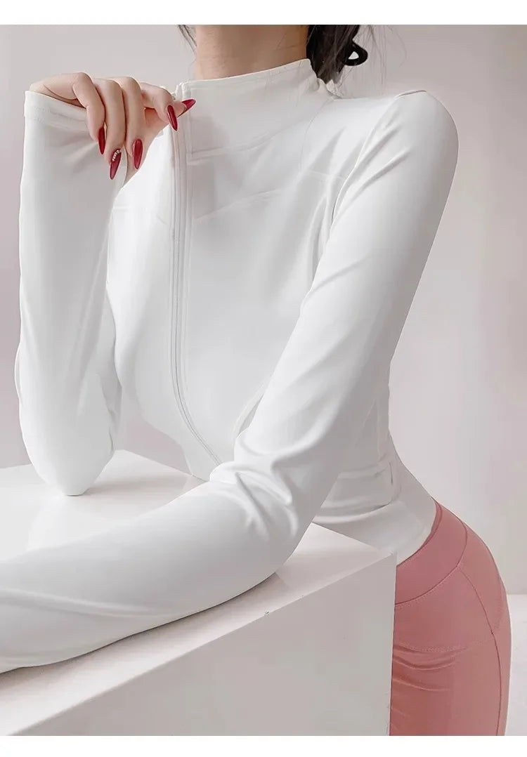 Women's Quick-Dry Yoga Jacket, Slim Zip-Up