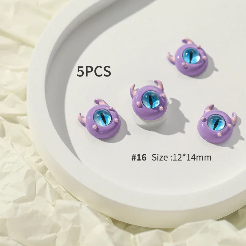 5pcs Halloween Nail Gems Decoration Charms Strass Ongles Nail Rhinestones Halloween Nails Accessories Christmas Nail Art Charms