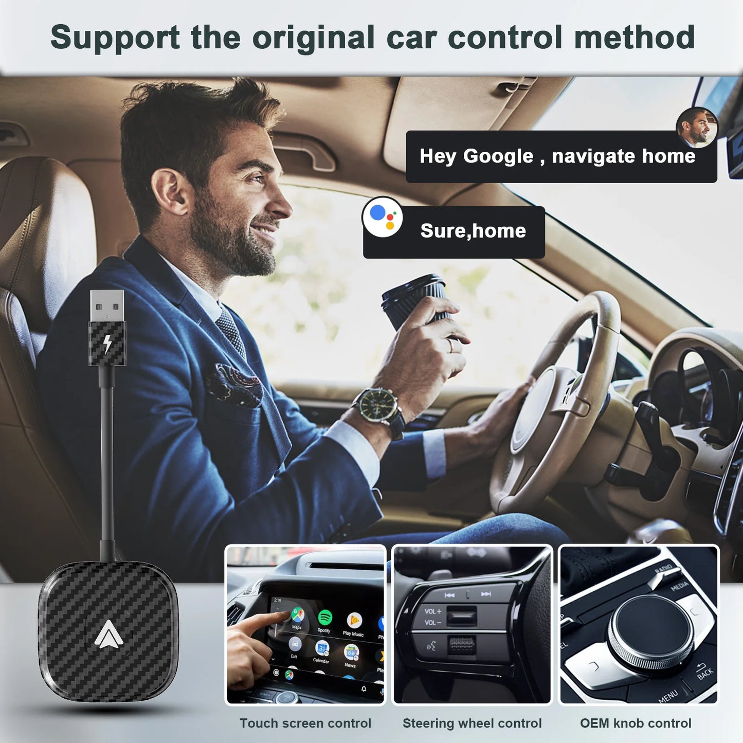 Wireless CarPlay & Android Auto Dongle — Converts Wired to Wireless, Plug and Play for iPhone & Android