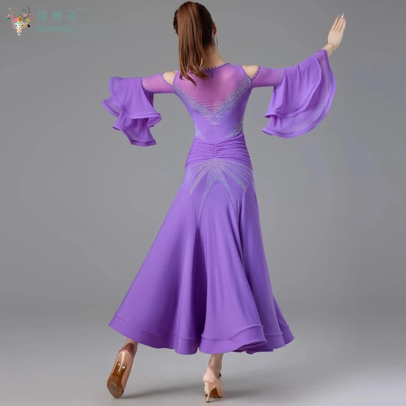 Women's big swing ballroom dress for waltz and foxtrot