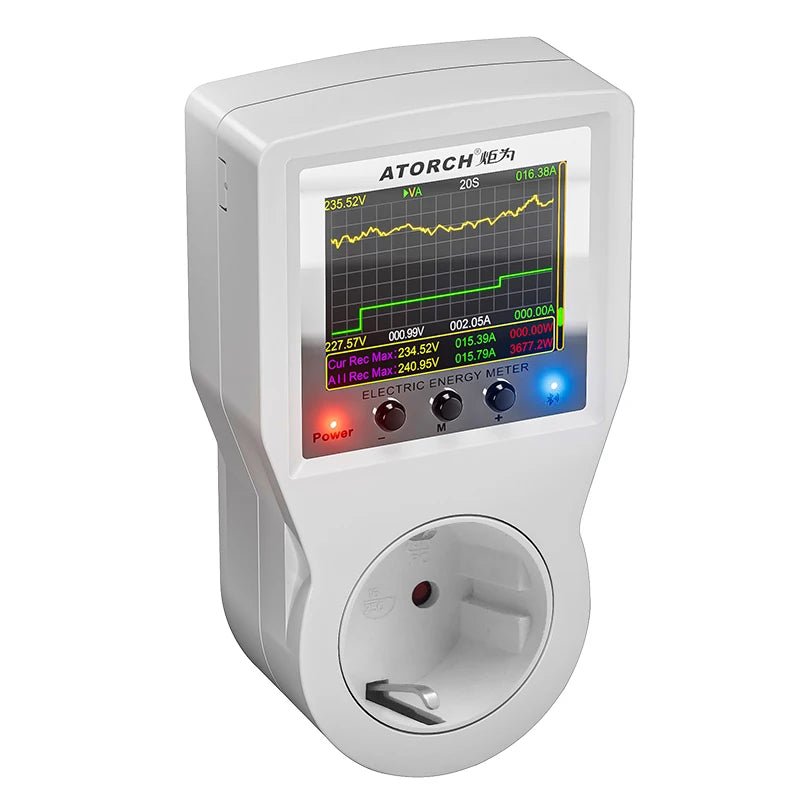 AC85-265V 16A Tuya WiFi Smart EU Socket Voltmeter Ammeter Power Meter Curve Electricity Bill Energy Consumption Analyzer Monitor