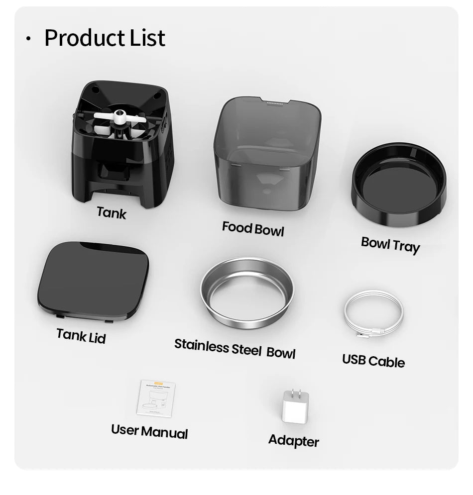 ROJECO Automatic Pet Feeder – 2L Smart Button Control Cat & Dog Food Dispenser | US/EU/KR Plug
