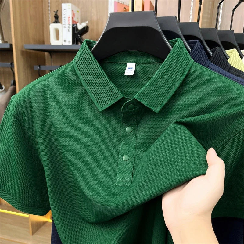 Men's Casual Lapel Polo Shirt - Soft Breathable Fabric, Everyday