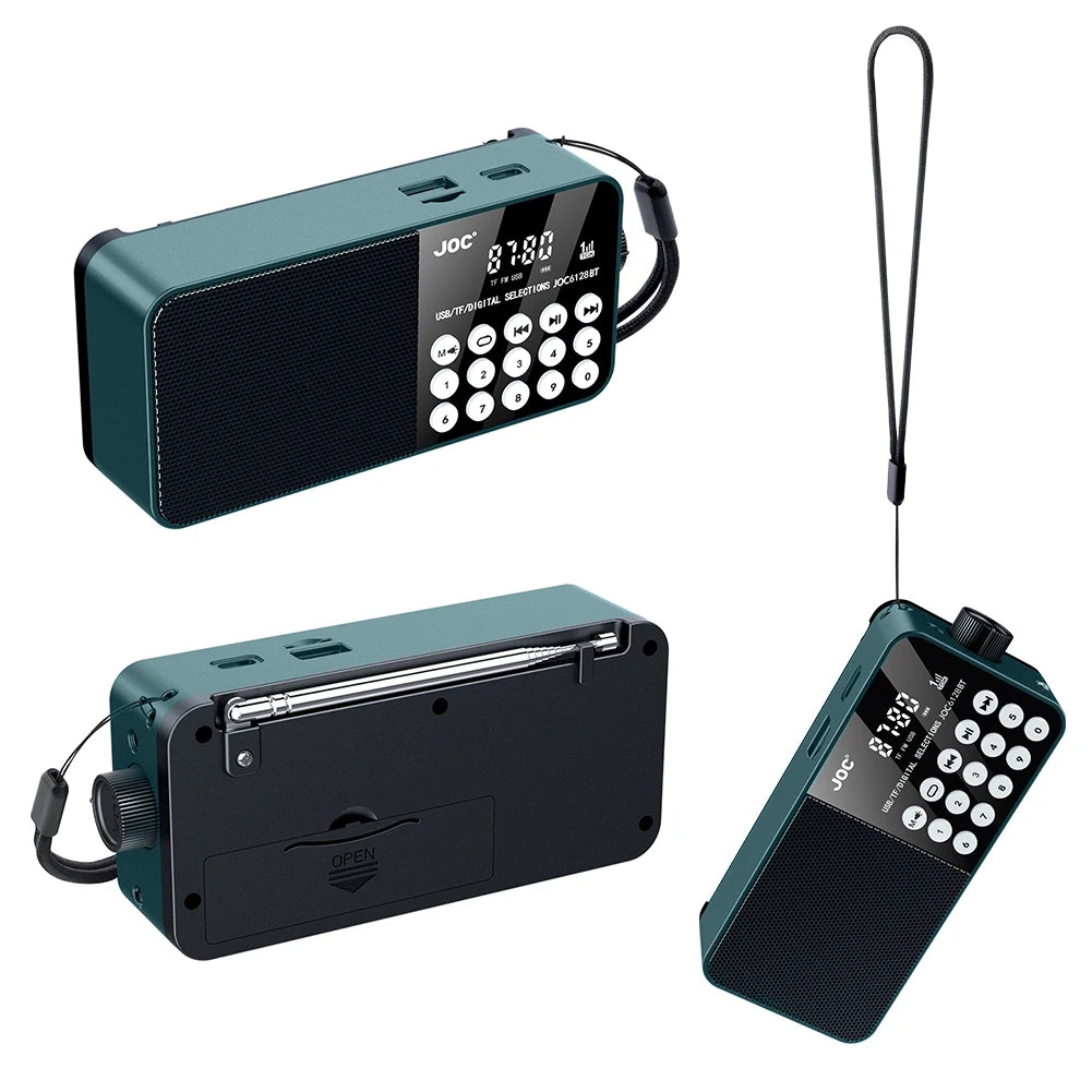 Mini Portable Radio Bluetooth-Compatible Broadcasting Player Radio LED Digital Display Stereo MP3 Player for Emergency Hurricane