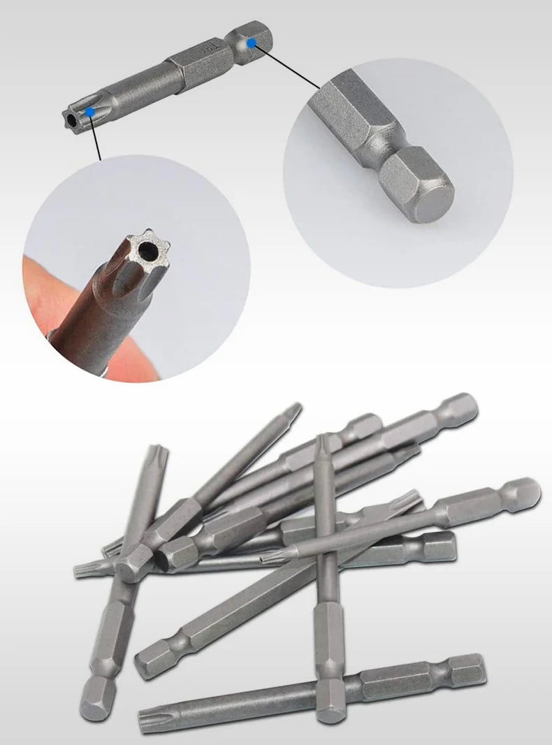 50-75-100mm Hollow Plum Blossom Extended S2 Screwdriver Set with Hexagonal Handle Screwdriver Bit Screwdriver Tool