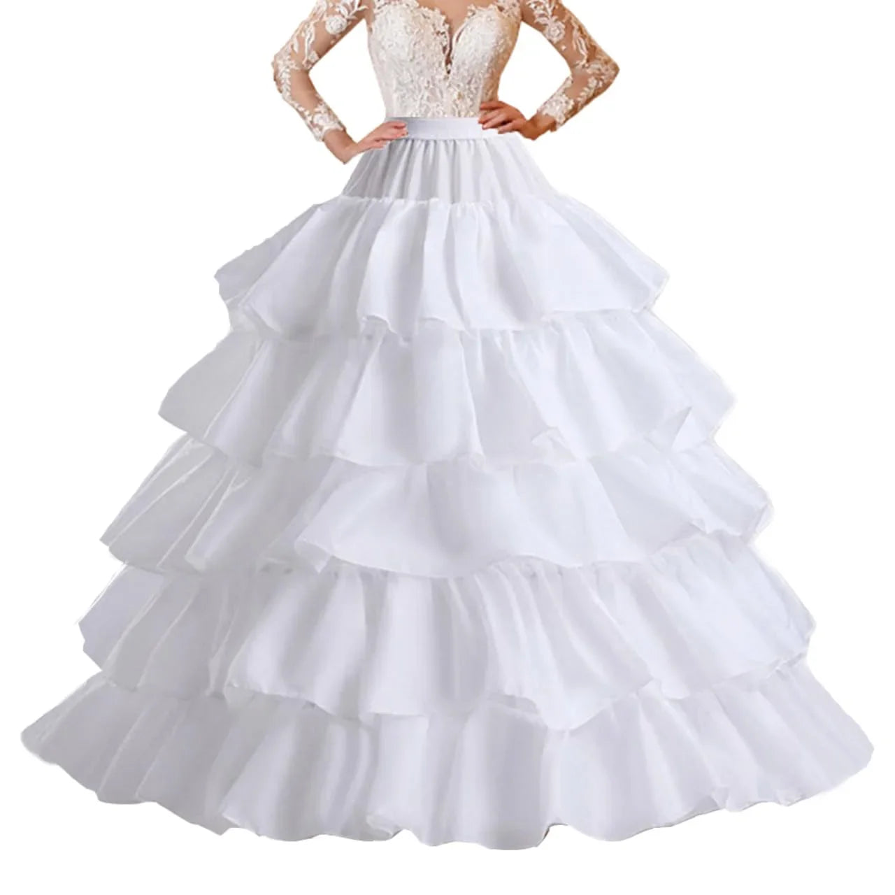 Women Girls Lolita Hollow Lotus Leaf Lace Bird Cage Fish Bone Skirt Cosplay Dress Skirt Petticoat Bride Wedding Dress Lining