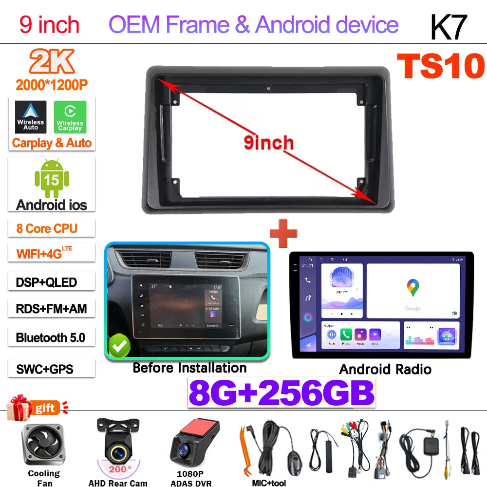 Android Car Stereo for Renault Express (2021–2022) — Wireless CarPlay, Android Auto, GPS, 5G WiFi