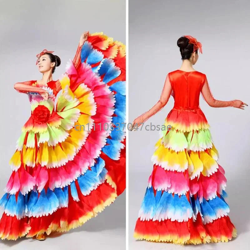 Women's big swing petal flamenco dress