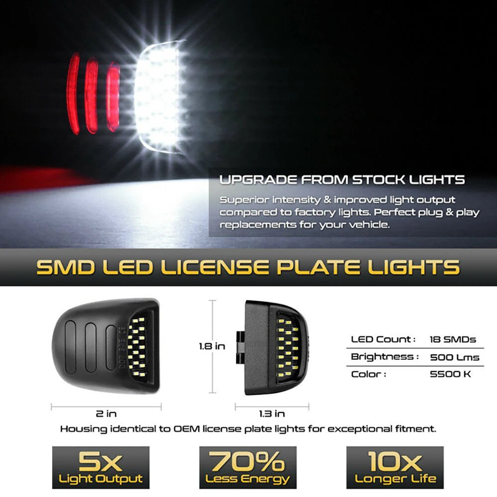 LED License Plate Lights 6000K (2-Pack) — Chevrolet Silverado, Avalanche, Traverse, Tahoe & Suburban