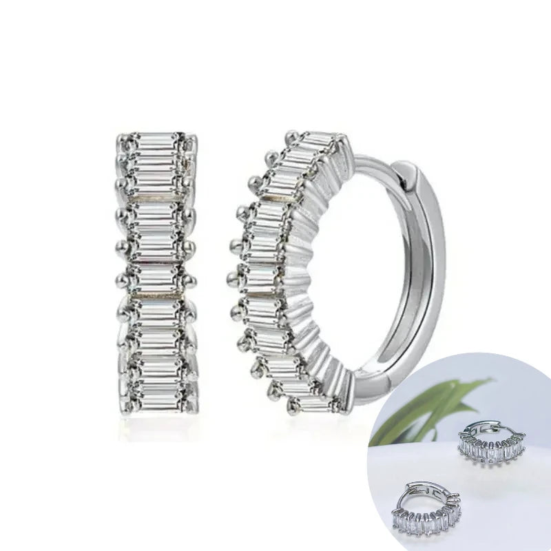 925 Sterling Silver Tassel Hoop Earrings for Women - White Zircon
