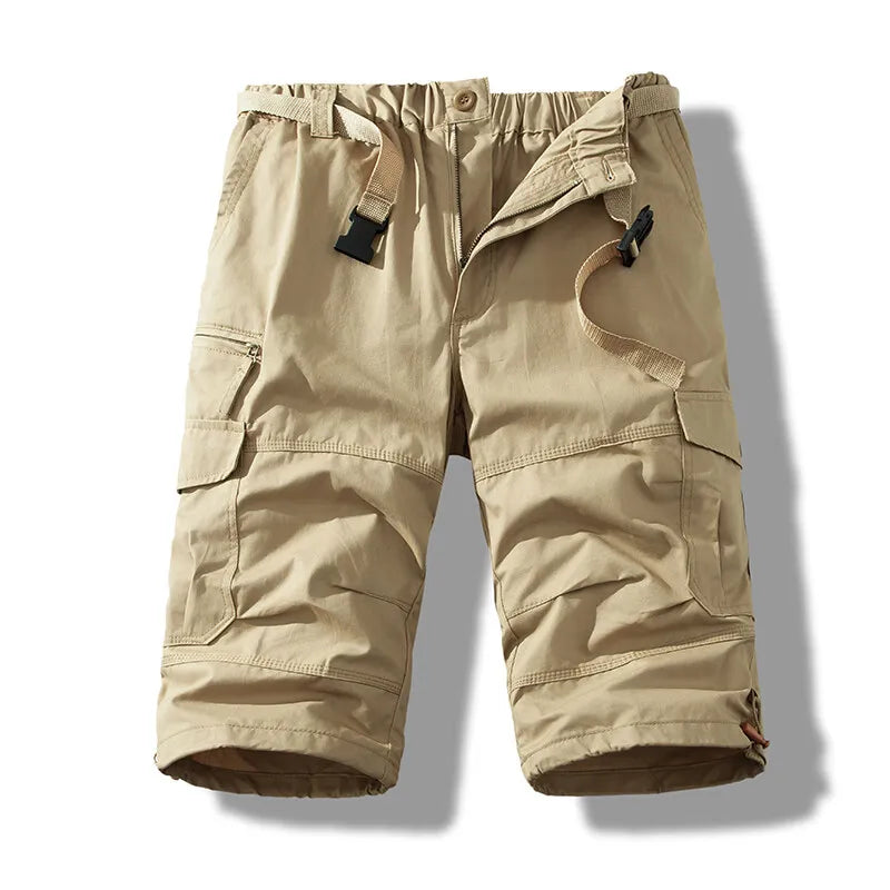 Men's Cotton Knee-Length Work Shorts — Loose Straight Casual Shorts