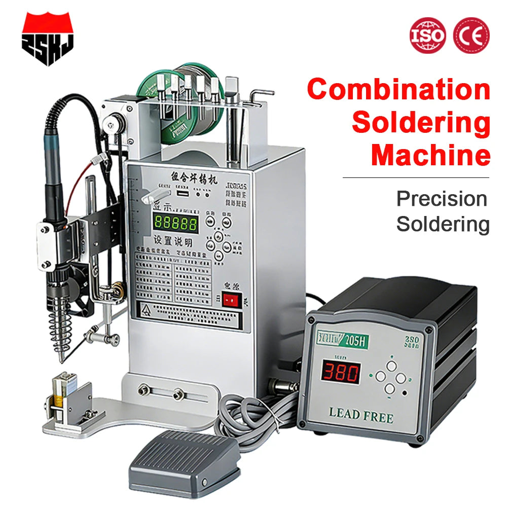 200W Semi Automatic Foot Operated Soldering Machine Electric Iron for Circuit Board USB Plug Soldering with Solder Station