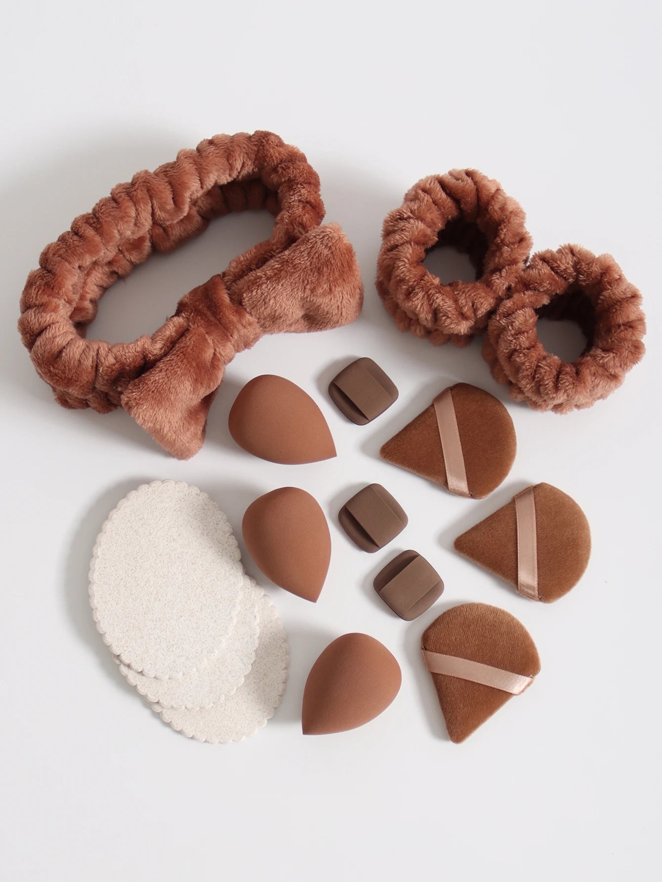 15Pcs Cosmetic Puff Makeup Sponge Blender Beauty Egg Foundation Sponges Puff Wash Face Headband Wristband Make up Accessories