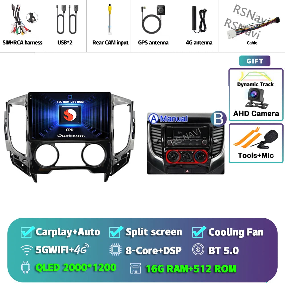9" Android Car Stereo for Mitsubishi Pajero Sport 3 & L200 (2015–2019) — CarPlay, Android Auto, DSP, WiFi+4G