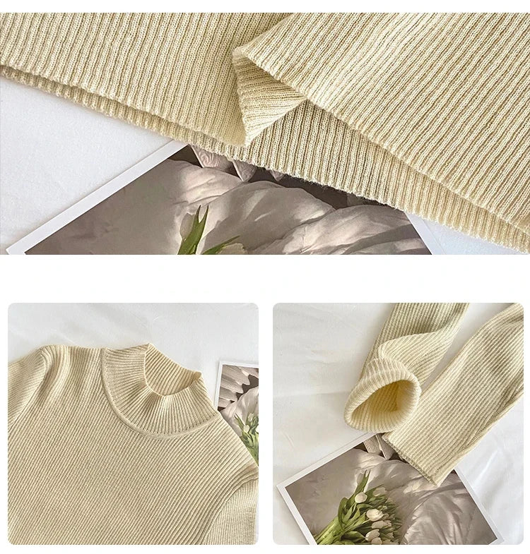 Women's Mock Neck Knit Sweater, Slim Basic Pullover