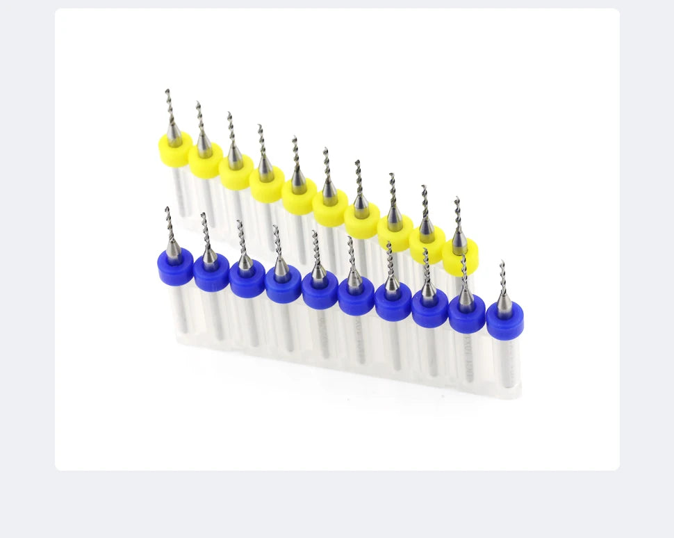 TOOLEYE 10pcs PCB Drill Bit Set Micro Drills Printed Circuit Board 1/8" Shank Mini CNC Drill Bits 0.1-3.175mm Drilling Tools