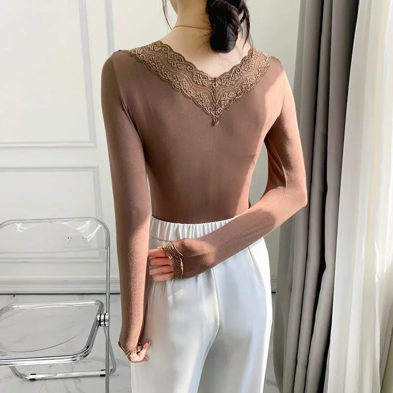 Women's Lace Trim Thermal Top - Long Sleeve Base Layer - photo 5